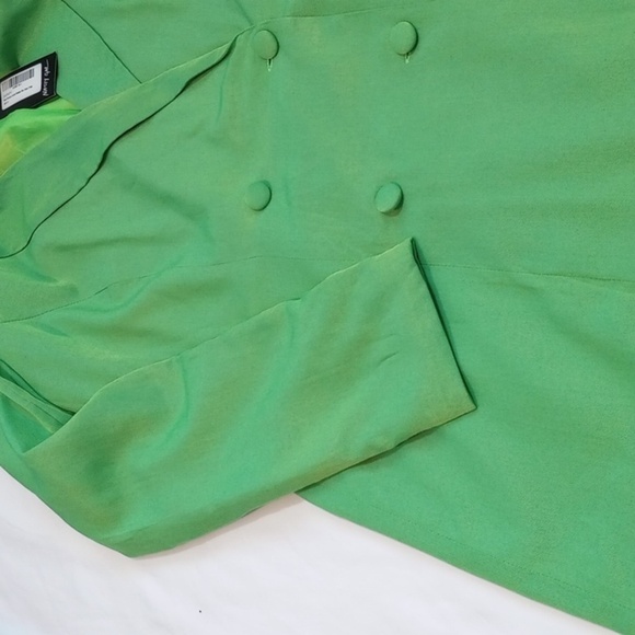 Nasty Gal Women's Blazer Dress Sz 2 Green Petite Shimmer Double Breasted Party - Picture 2 of 10
